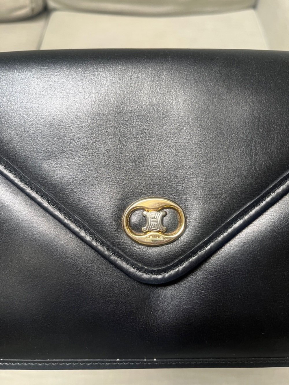 Vintage Celine Black Leather Envelope Clutch - Picture 3 of 6